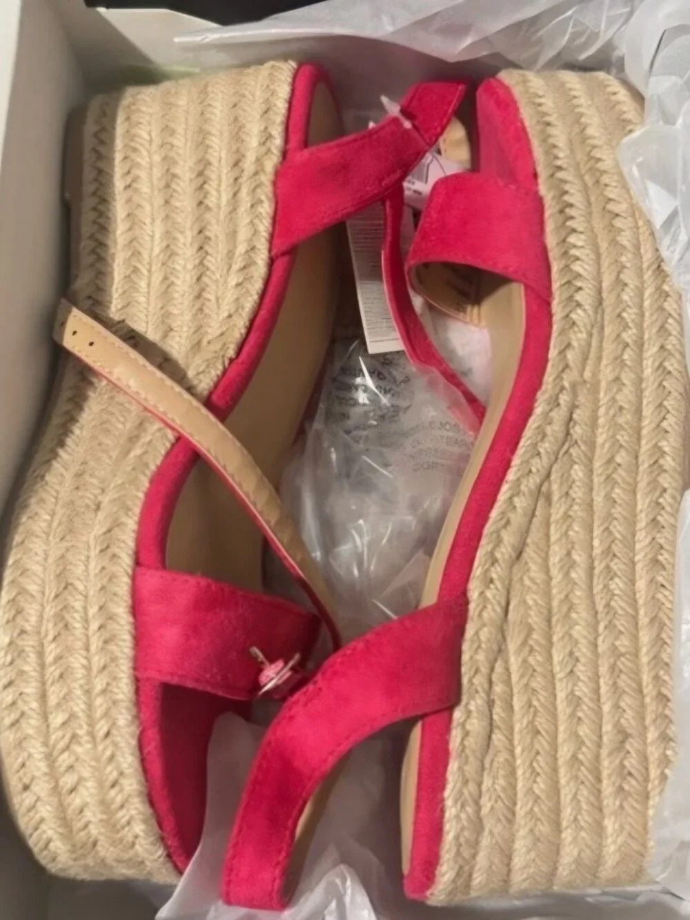 NWT Banana Republic hot pink Espedrille Platform strappy shoes sandals 10
